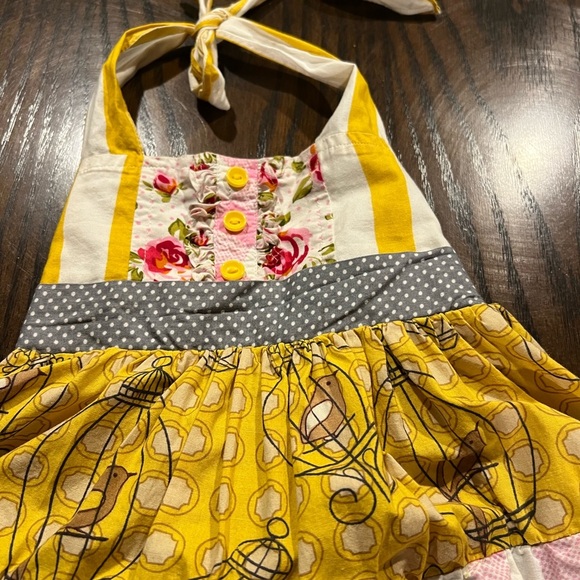 Be Girl Clothing Canary & Pink Halter Tieback Ruffle Dress Size 2T Boho Cute - Picture 3 of 8